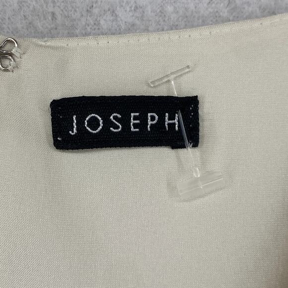 JOSEPH Dress 38 Silk Faux Wrap V-Neck Back Zip Sleeveless Lined Ylang Off White - Picture 6 of 15